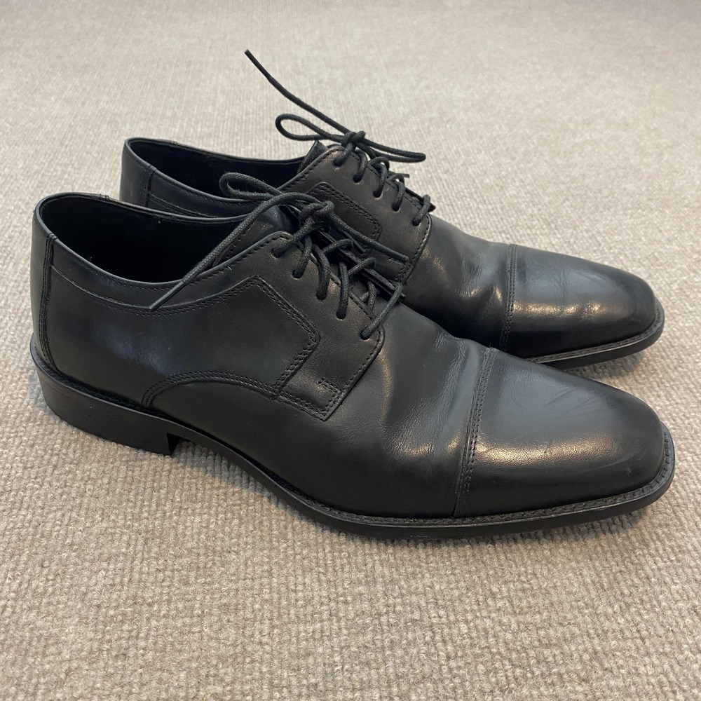 Johnston & Murphy Shoes Mens Size 11 M Black Leather Cap Toe Derby 59-11567